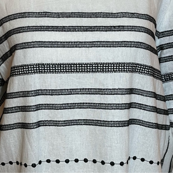 FOR CYNTHIA Embroidered Sz Medium Linen Blend 3/4 Sleeve Relaxed Fit Lagenlook - Picture 3 of 8